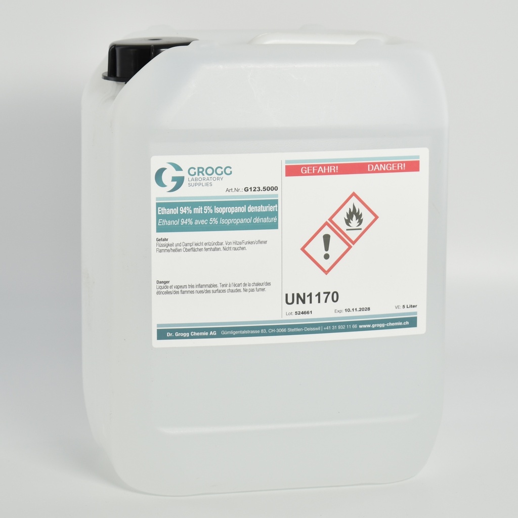 Etanolo 94% denaturato con il 5% di isopropanolo
