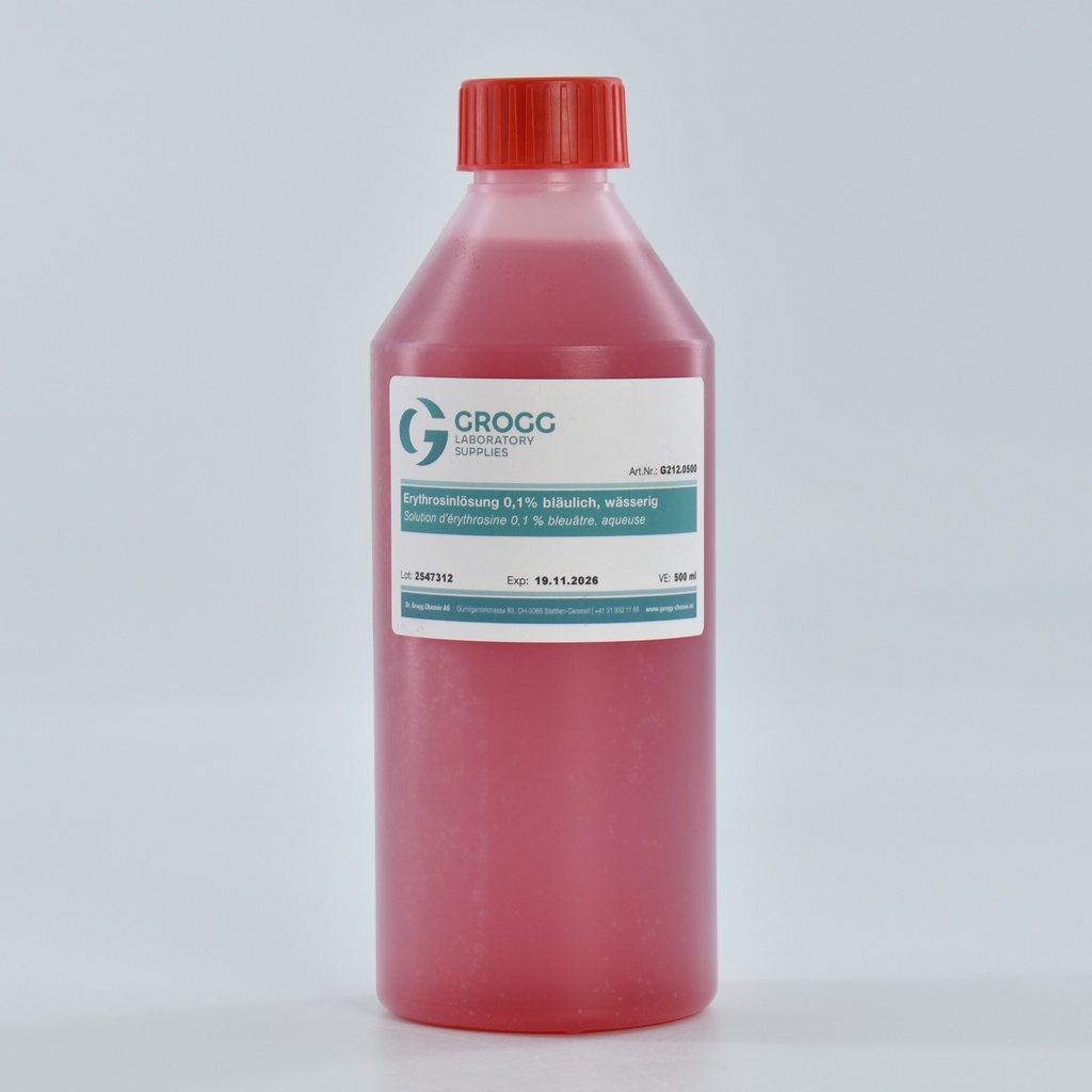 Erythrosine solution 0.1% bluish, aqueous