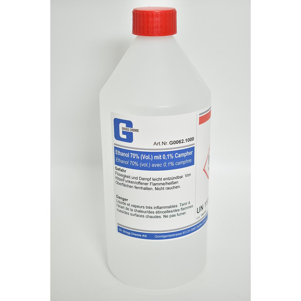 Ethanol 70% (vol.) avec 0,1% de camphre