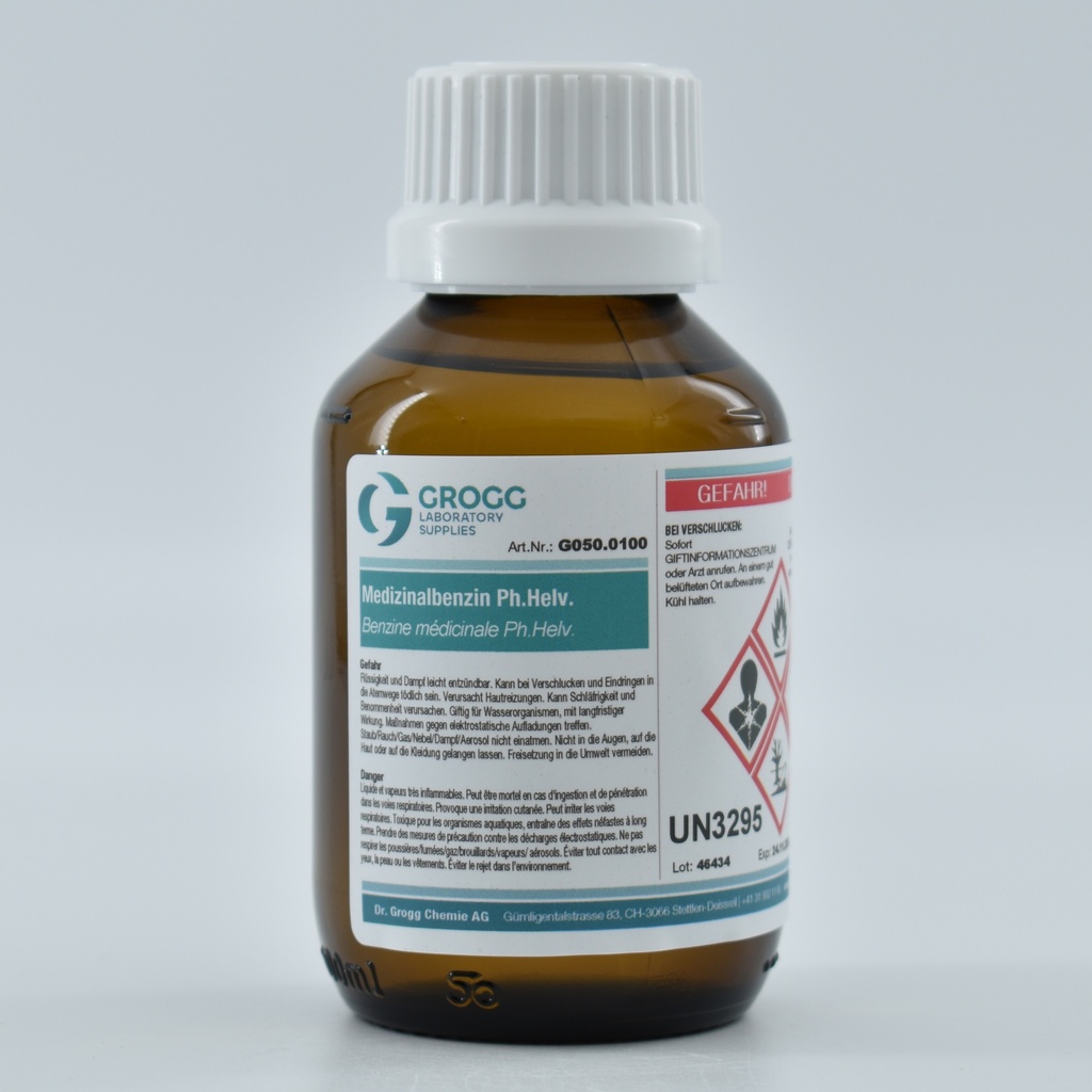 Medicinal spirit Ph.Helv. (This product was taxed at a preferential rate; it may therefore not be used as fuel. Infringements will be penalised in accordance with the Mineral Oil Tax Act)