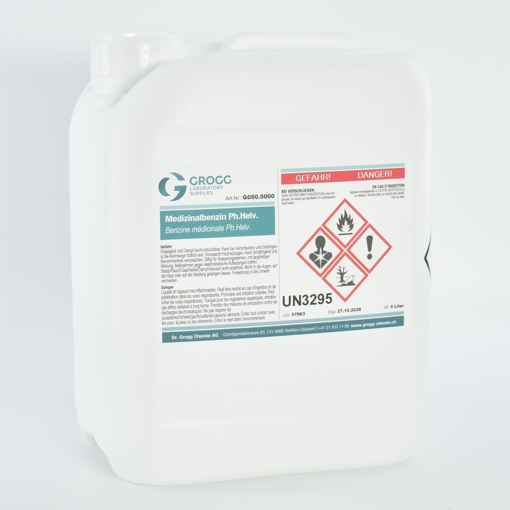 Medicinal spirit Ph.Helv. (This product was taxed at a preferential rate; it may therefore not be used as fuel. Infringements will be penalised in accordance with the Mineral Oil Tax Act)