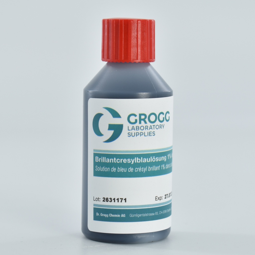 Brilliant cresyl blue solution 1% in 0.85% NaCl solution