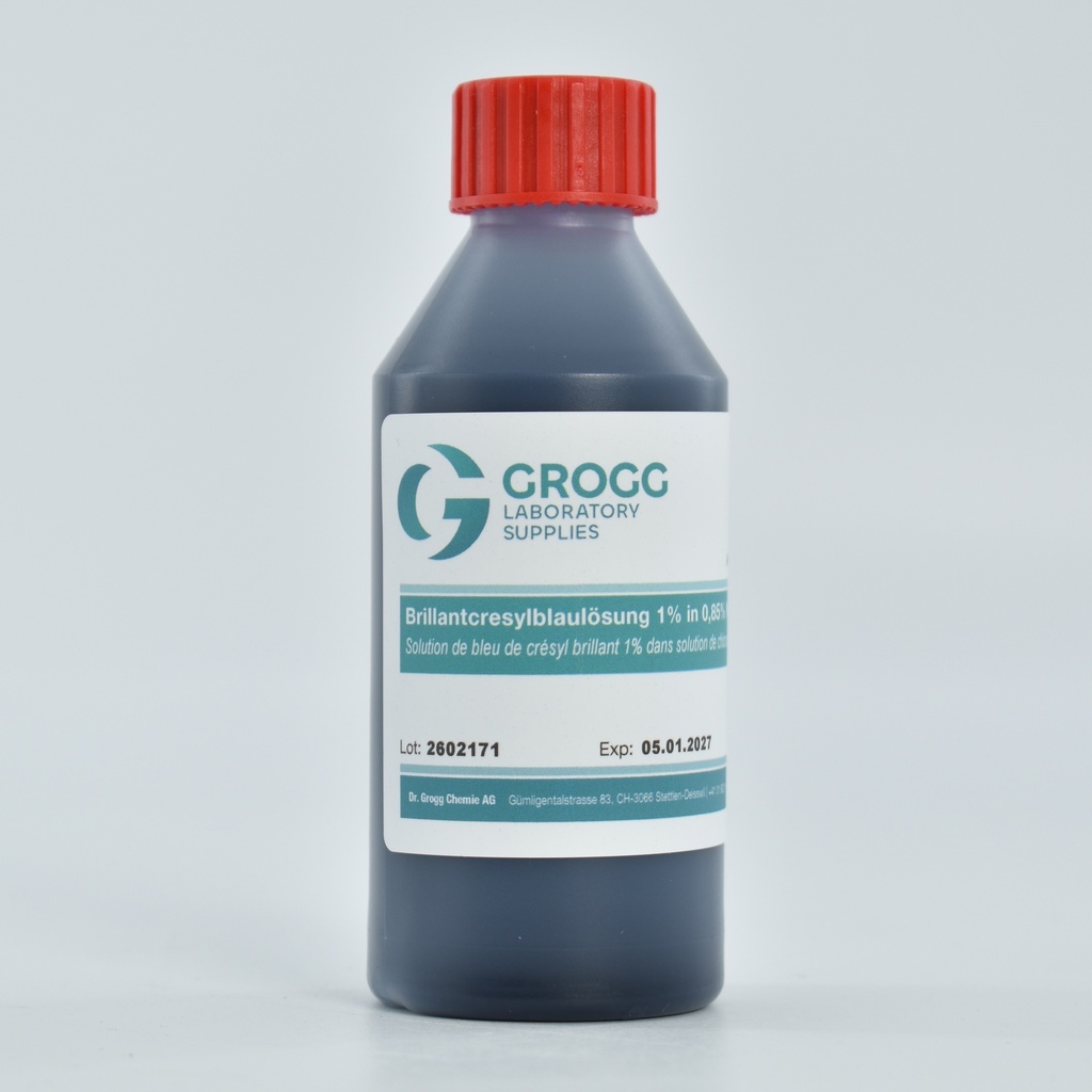 Solution de bleu de crésyl brillant à 1 % dans une solution de NaCl à 0,85 %