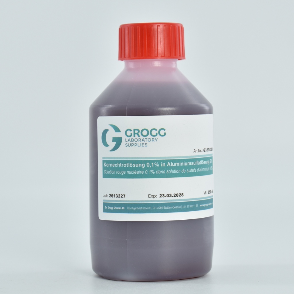 Solution rouge nucléaire 0,1% dans solution de sulfate d'aluminium 5%