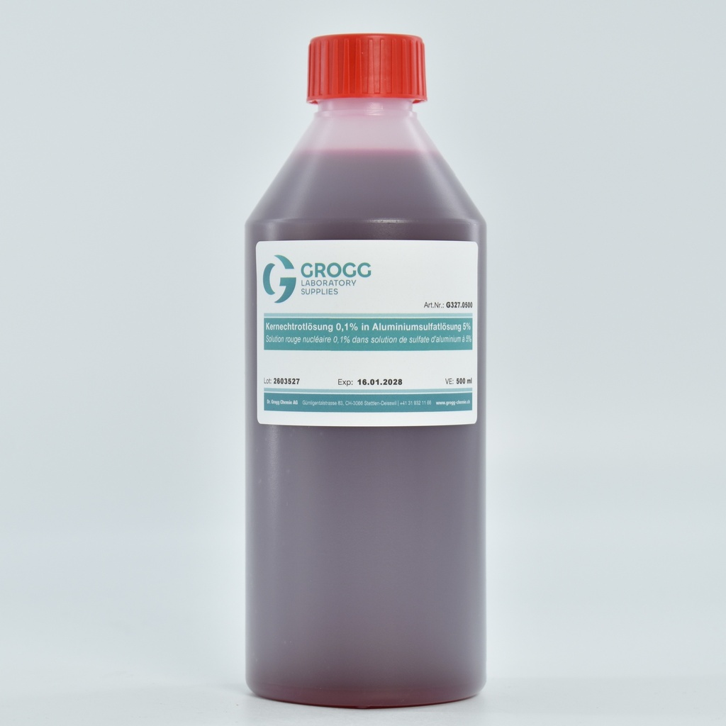 Solution rouge nucléaire 0,1% dans solution de sulfate d'aluminium 5%