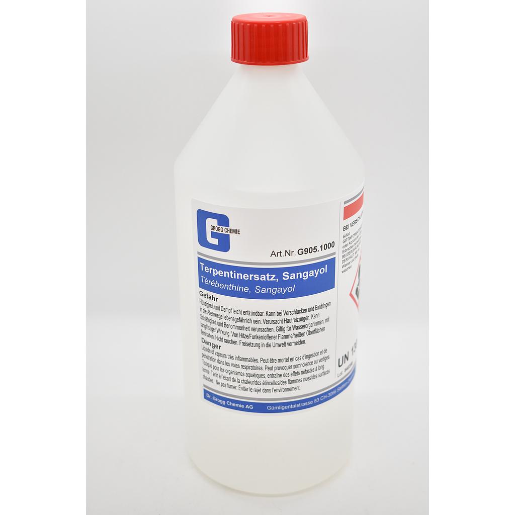 Turpentine substitute, Sangayol (This product was taxed at a preferential rate; it may therefore not be used as fuel. Infringements will be penalised in accordance with the Mineral Oil Tax Act)