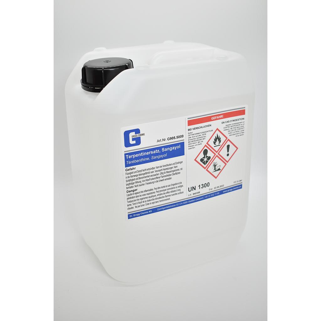 Turpentine substitute, Sangayol (This product was taxed at a preferential rate; it may therefore not be used as fuel. Infringements will be penalised in accordance with the Mineral Oil Tax Act)