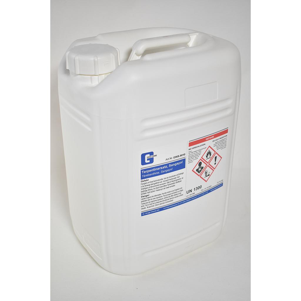 Turpentine substitute, Sangayol (This product was taxed at a preferential rate; it may therefore not be used as fuel. Infringements will be penalised in accordance with the Mineral Oil Tax Act)