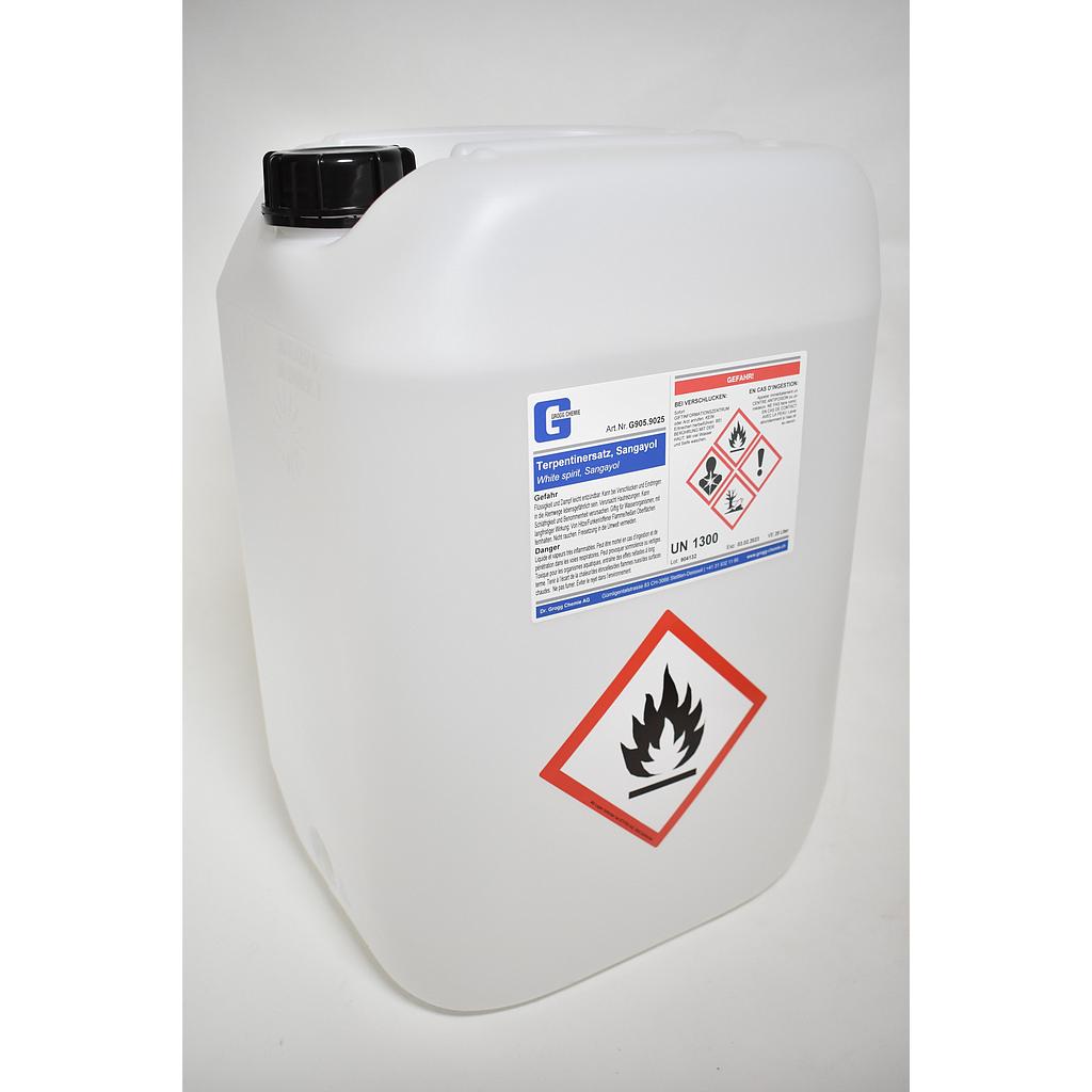 Turpentine substitute, Sangayol (This product was taxed at a preferential rate; it may therefore not be used as fuel. Infringements will be penalised in accordance with the Mineral Oil Tax Act)