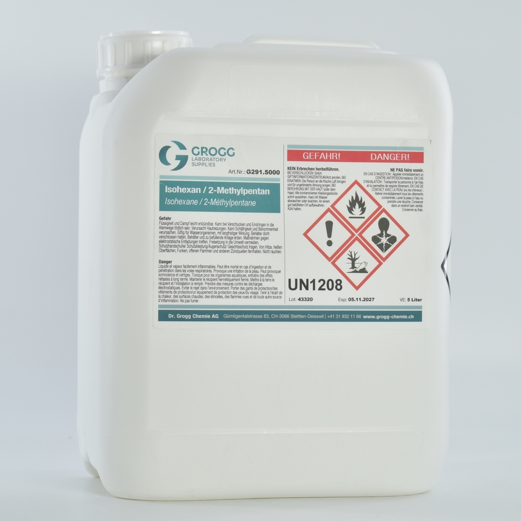 Isohexane / 2-Méthylpentane (Cette marchandise a été imposée à un taux de faveur ; elle ne peut donc pas être utilisée comme carburant. Les infractions sont sanctionnées conformément à la loi sur l'imposition des huiles minérales)