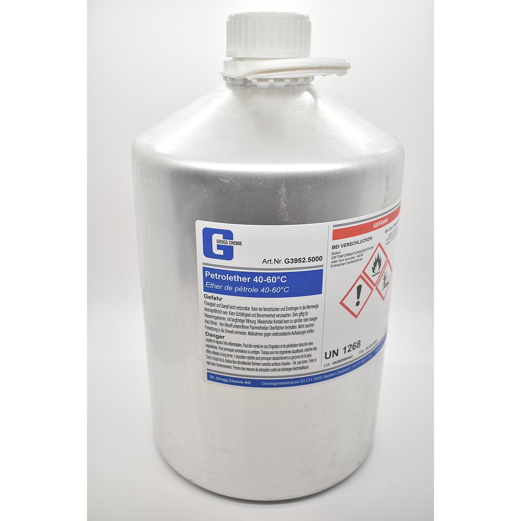 Petroleum ether 40-60°C (This product was taxed at a preferential rate; it may therefore not be used as fuel. Infringements will be penalised in accordance with the Mineral Oil Tax Act)