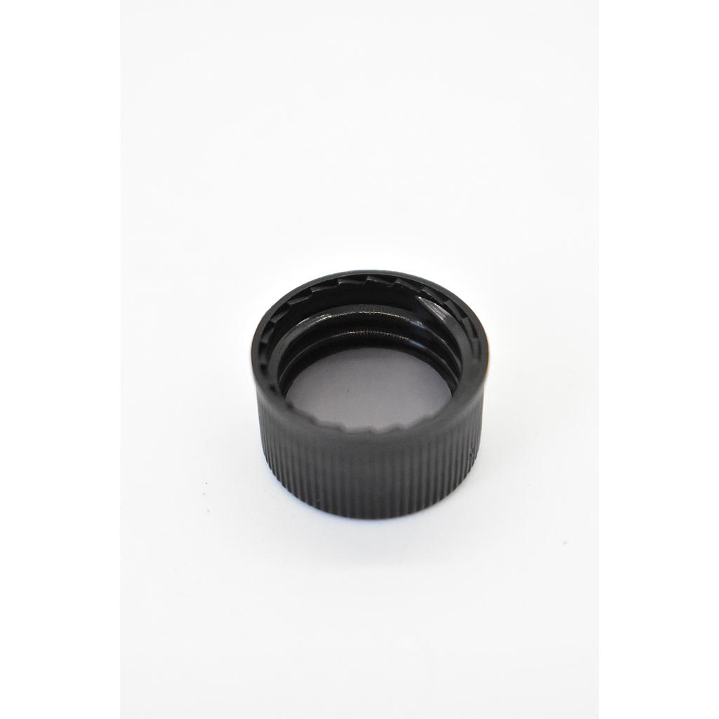 Closed screw cap Black 15-425 thread with glued-in PTFE insert