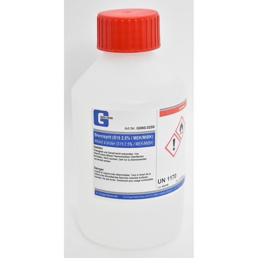 [G060.0250] Alcool à brûler (S15 2.5% / MEK/MIBK) à des fins de combustion
