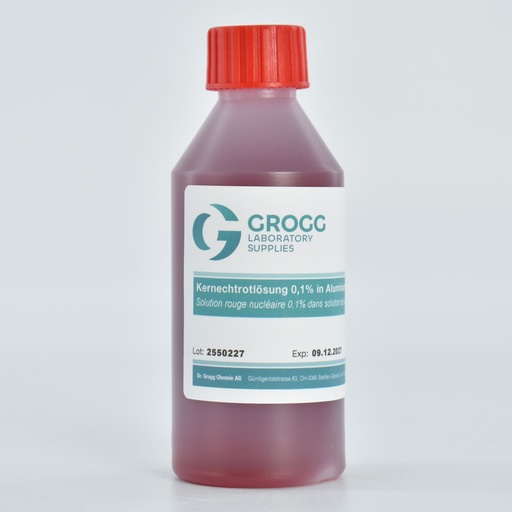 [G327.0100] Solution rouge nucléaire 0,1% dans solution de sulfate d'aluminium 5%