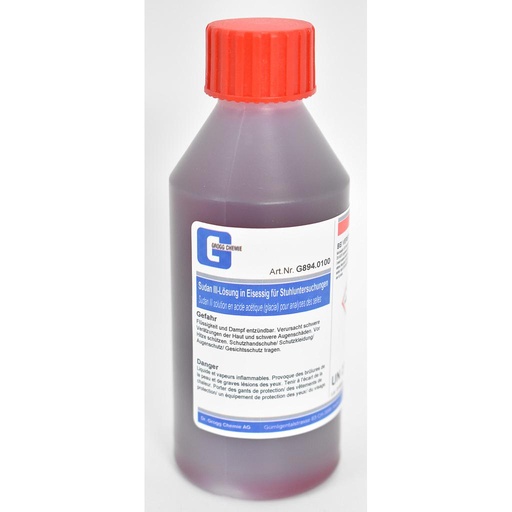[G894.0100] Sudan III solution en acide acétique (glacial) pour analyses des selles