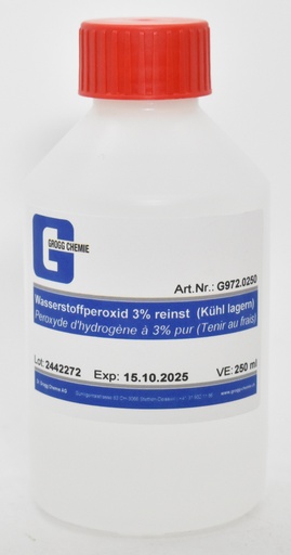 [G972.0250] Peroxyde d'hydrogène 3% extra pur (Tenir au frais)
