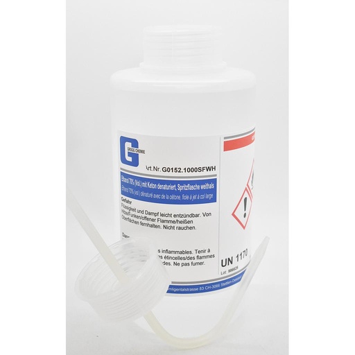 [G0152.1000SFWH] Etanolo 70% (vol.) denaturato con chetone, riempito in flacone spray a collo largo, completo di inserto per spruzzare